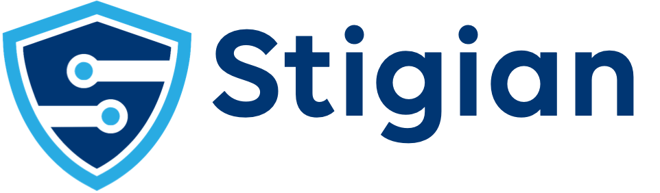  Stigian logo - a blue shield with a stylized 's' inside, styled to look like a circuit board.